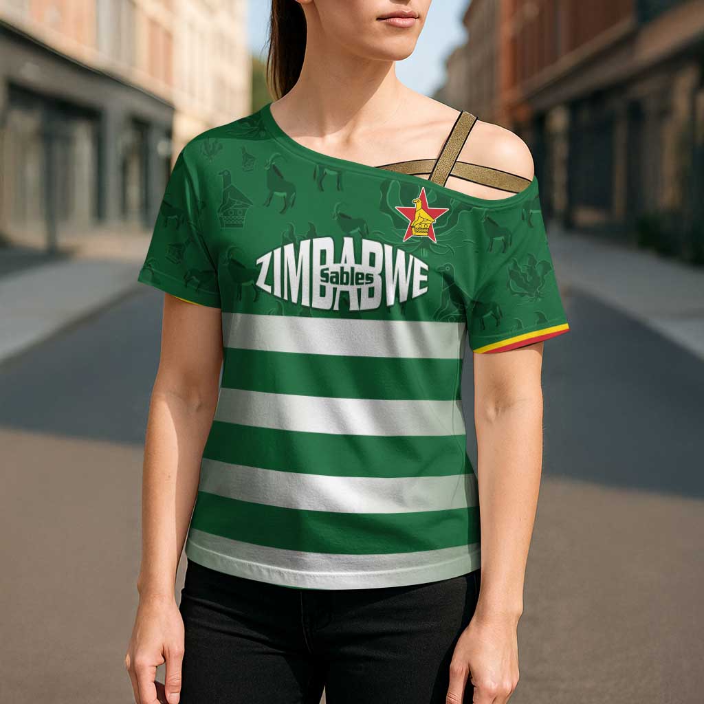 Rugby Zimbabwe Custom Cross Shoulder Shirt Go Champions Sables - Wonder Print Shop