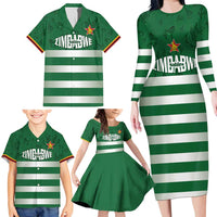 Rugby Zimbabwe Custom Family Matching Long Sleeve Bodycon Dress and Hawaiian Shirt Go Champions Sables - Wonder Print Shop