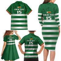 Rugby Zimbabwe Custom Family Matching Long Sleeve Bodycon Dress and Hawaiian Shirt Go Champions Sables - Wonder Print Shop
