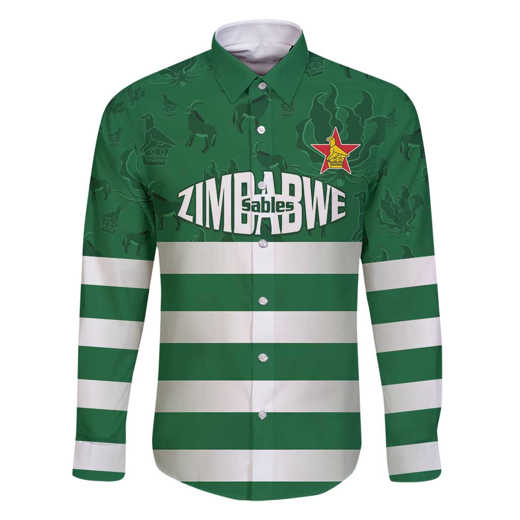 Rugby Zimbabwe Custom Family Matching Long Sleeve Bodycon Dress and Hawaiian Shirt Go Champions Sables - Wonder Print Shop