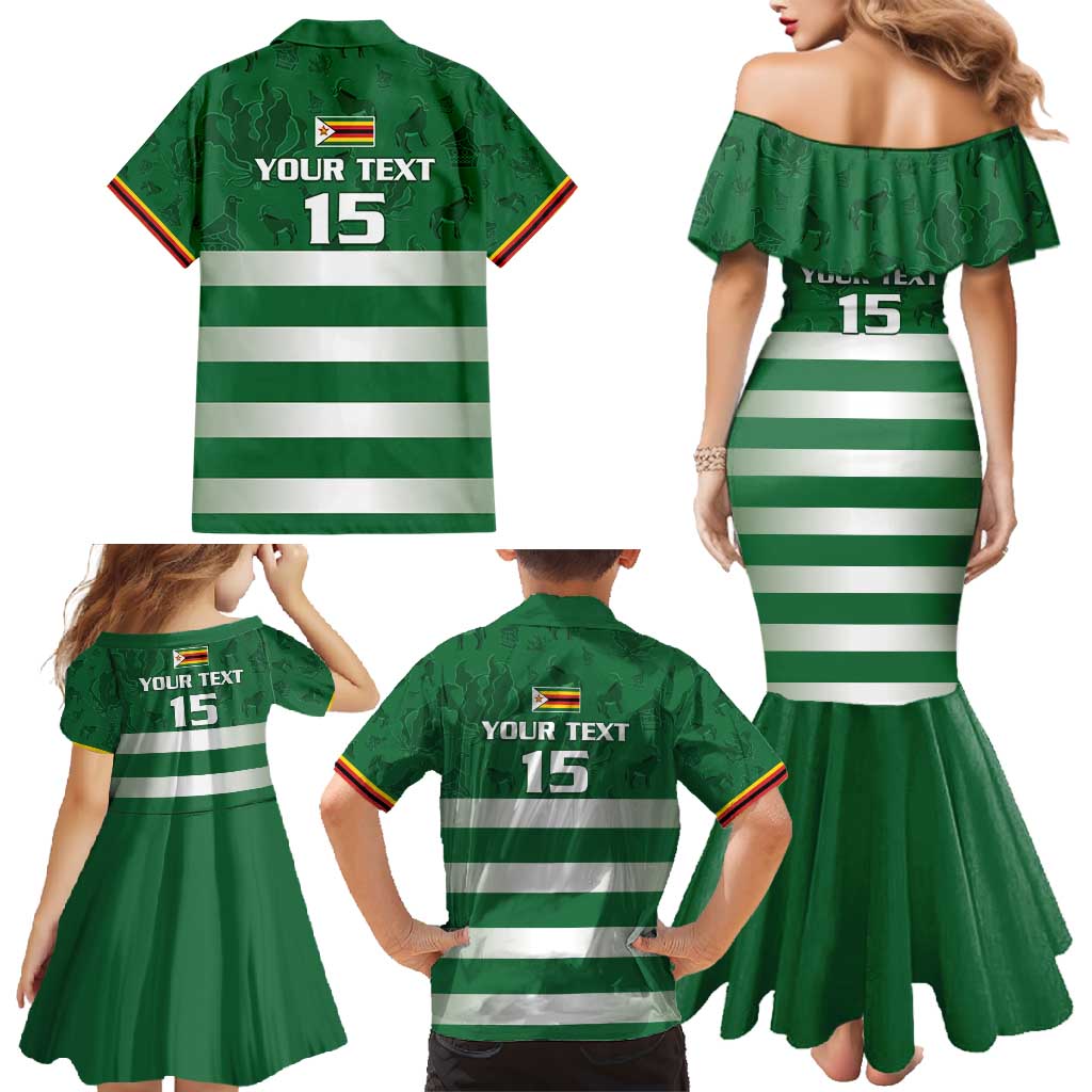 Rugby Zimbabwe Custom Family Matching Mermaid Dress and Hawaiian Shirt Go Champions Sables - Wonder Print Shop