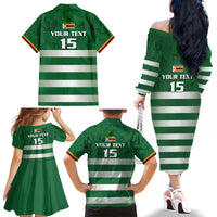 Rugby Zimbabwe Custom Family Matching Off The Shoulder Long Sleeve Dress and Hawaiian Shirt Go Champions Sables - Wonder Print Shop