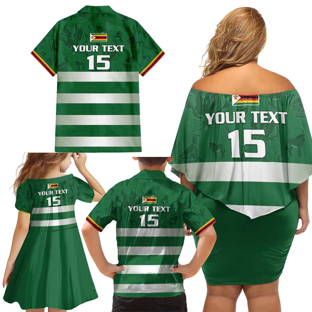 Rugby Zimbabwe Custom Family Matching Off Shoulder Short Dress and Hawaiian Shirt Go Champions Sables - Wonder Print Shop