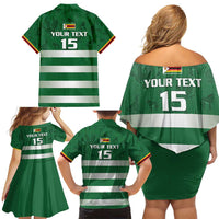 Rugby Zimbabwe Custom Family Matching Off Shoulder Short Dress and Hawaiian Shirt Go Champions Sables - Wonder Print Shop