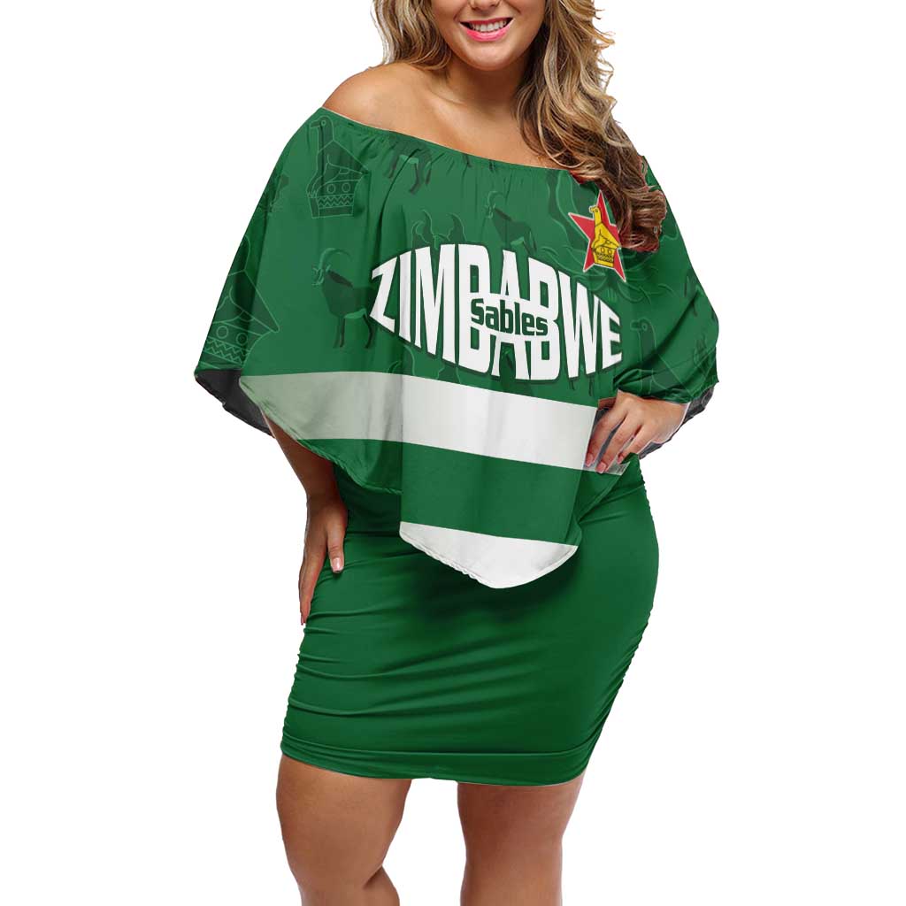 Rugby Zimbabwe Custom Family Matching Off Shoulder Short Dress and Hawaiian Shirt Go Champions Sables - Wonder Print Shop