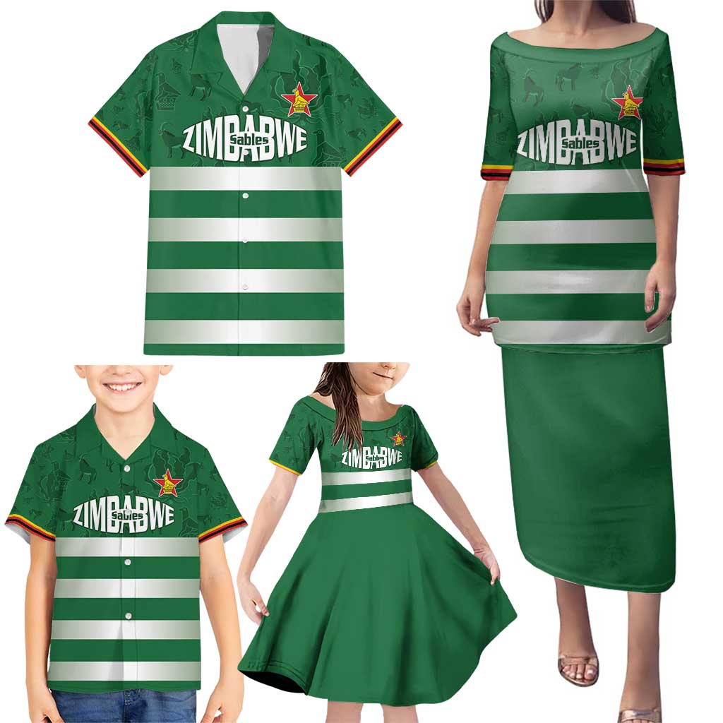 Rugby Zimbabwe Custom Family Matching Puletasi and Hawaiian Shirt Go Champions Sables - Wonder Print Shop