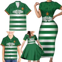 Rugby Zimbabwe Custom Family Matching Short Sleeve Bodycon Dress and Hawaiian Shirt Go Champions Sables - Wonder Print Shop