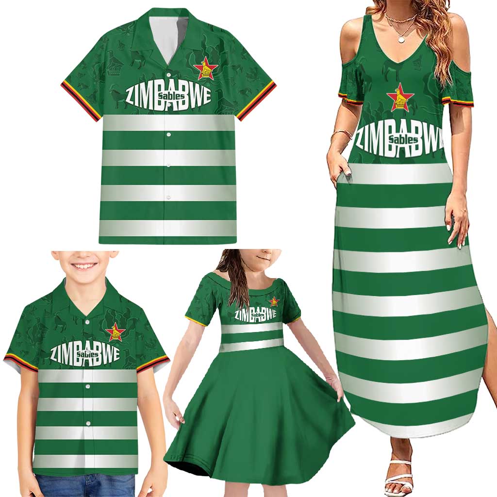 Rugby Zimbabwe Custom Family Matching Summer Maxi Dress and Hawaiian Shirt Go Champions Sables - Wonder Print Shop