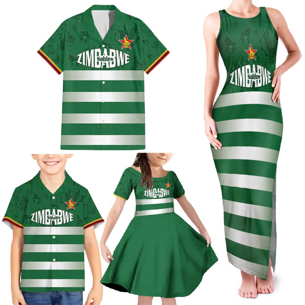 Rugby Zimbabwe Custom Family Matching Tank Maxi Dress and Hawaiian Shirt Go Champions Sables - Wonder Print Shop