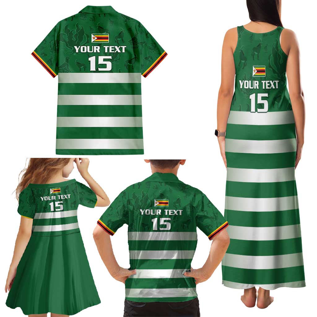 Rugby Zimbabwe Custom Family Matching Tank Maxi Dress and Hawaiian Shirt Go Champions Sables - Wonder Print Shop