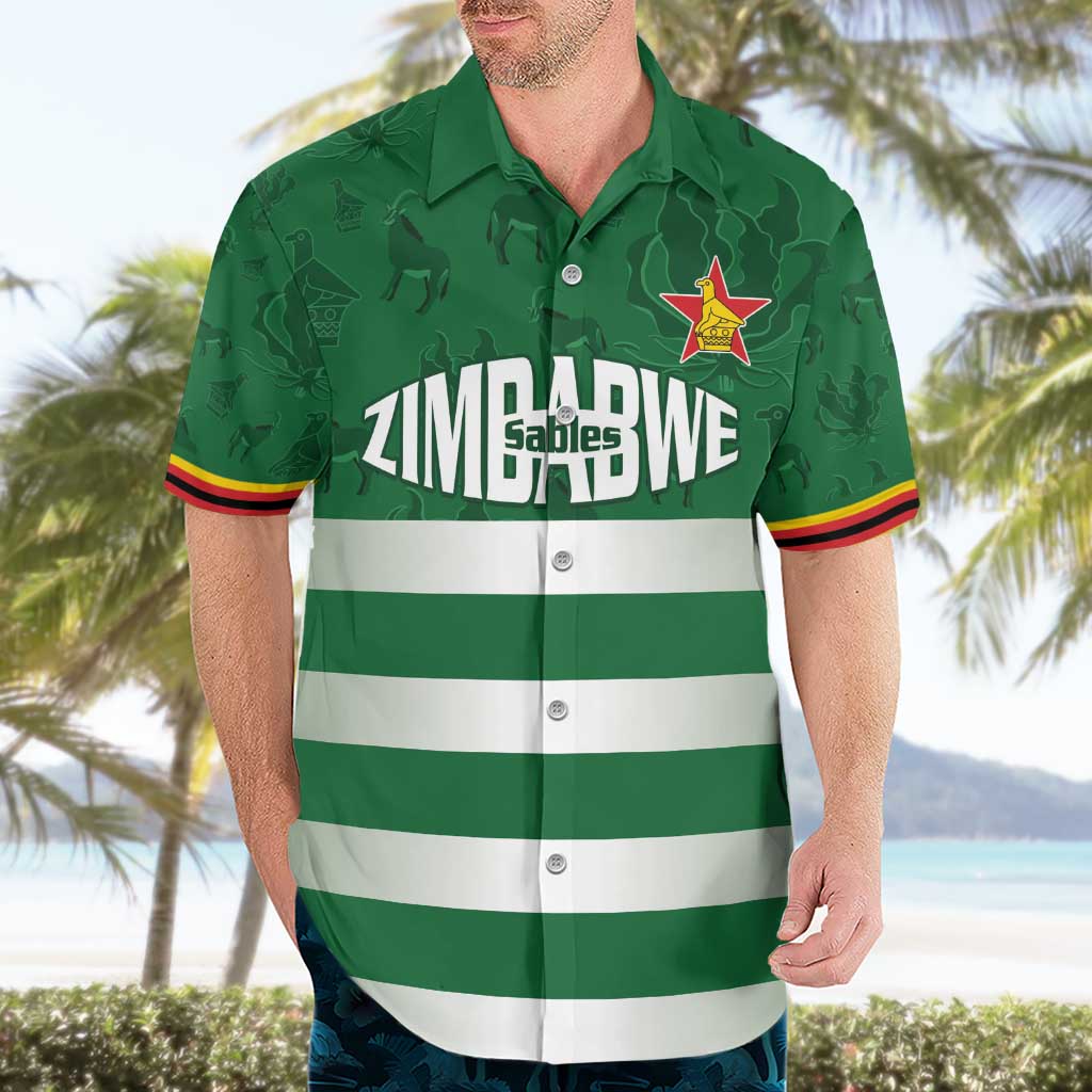 Rugby Zimbabwe Custom Hawaiian Shirt Go Champions Sables - Wonder Print Shop