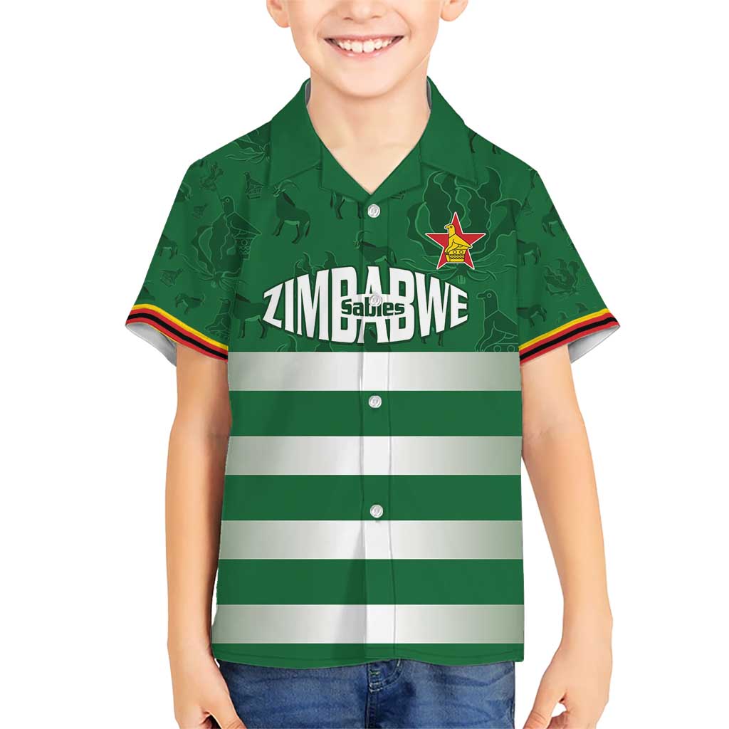 Rugby Zimbabwe Custom Kid Hawaiian Shirt Go Champions Sables - Wonder Print Shop