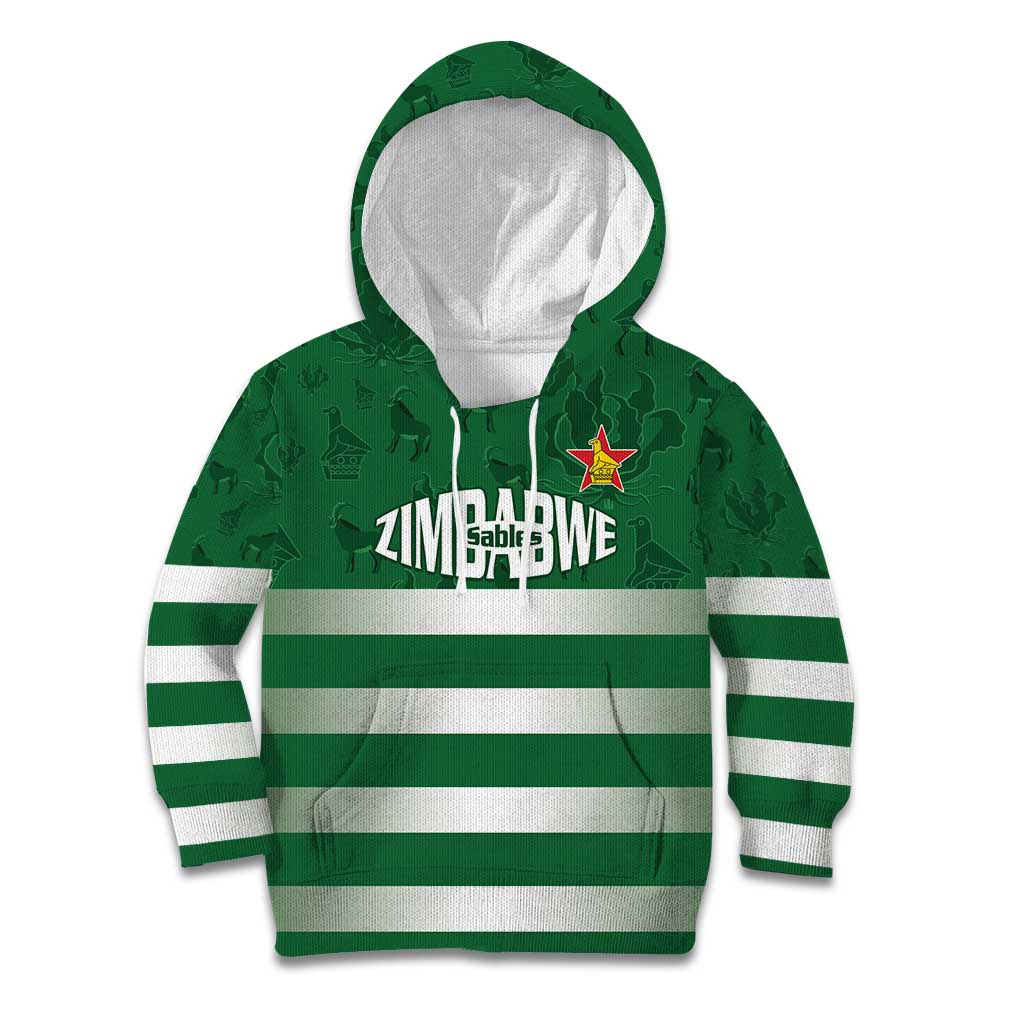 Rugby Zimbabwe Custom Kid Hoodie Go Champions Sables - Wonder Print Shop