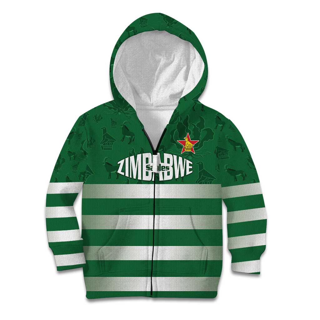 Rugby Zimbabwe Custom Kid Hoodie Go Champions Sables - Wonder Print Shop