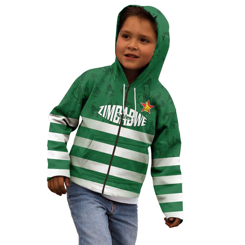 Rugby Zimbabwe Custom Kid Hoodie Go Champions Sables - Wonder Print Shop
