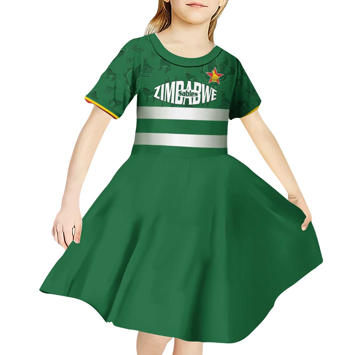 Rugby Zimbabwe Custom Kid Short Sleeve Dress Go Champions Sables - Wonder Print Shop