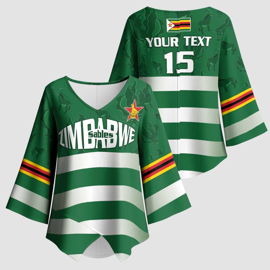 Rugby Zimbabwe Custom Kimono Sleeve Blouse Go Champions Sables - Wonder Print Shop