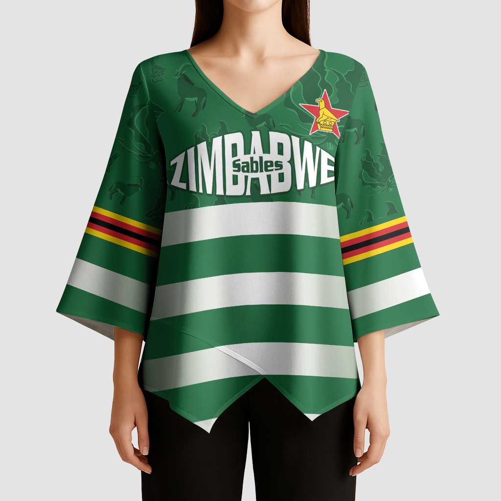 Rugby Zimbabwe Custom Kimono Sleeve Blouse Go Champions Sables - Wonder Print Shop