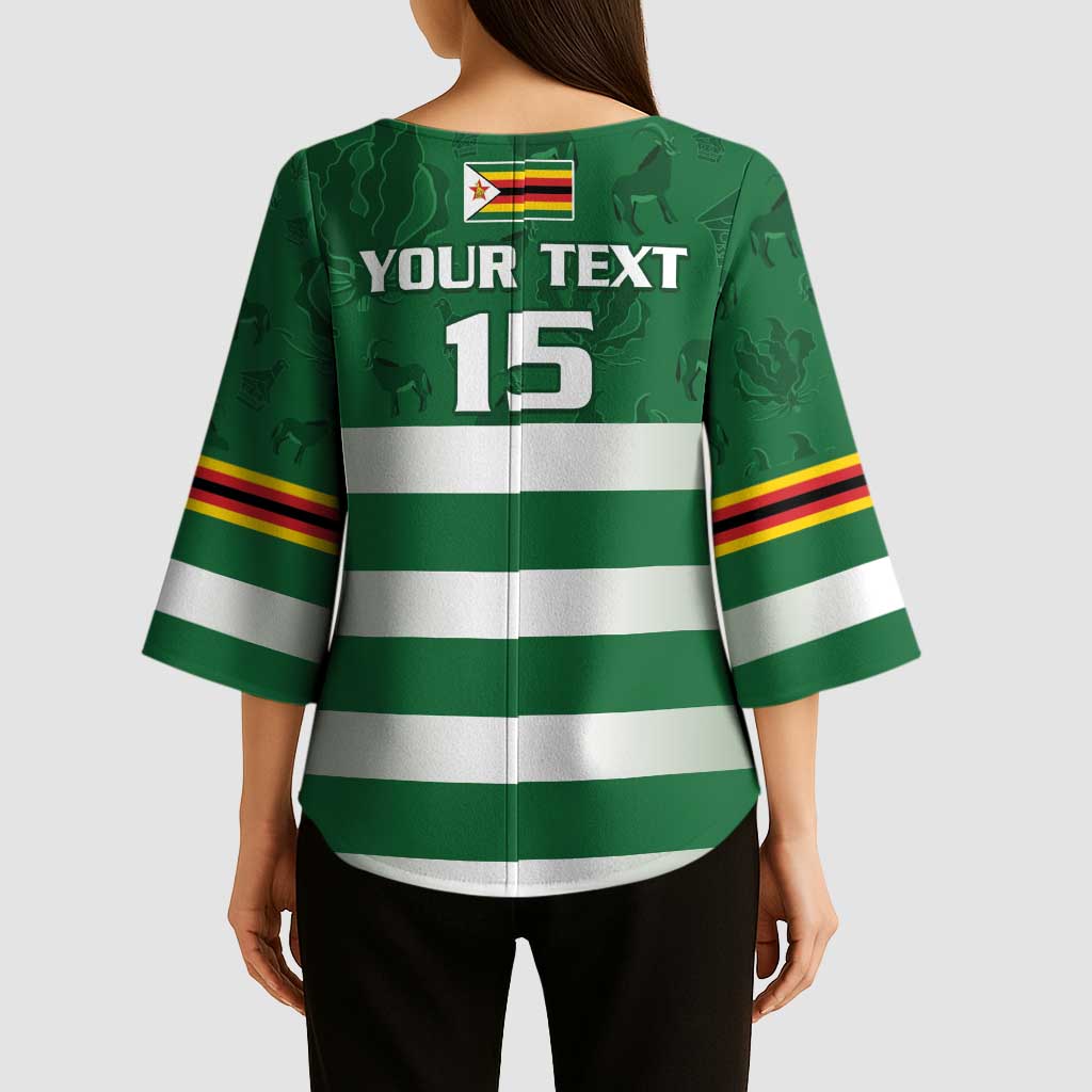 Rugby Zimbabwe Custom Kimono Sleeve Blouse Go Champions Sables - Wonder Print Shop