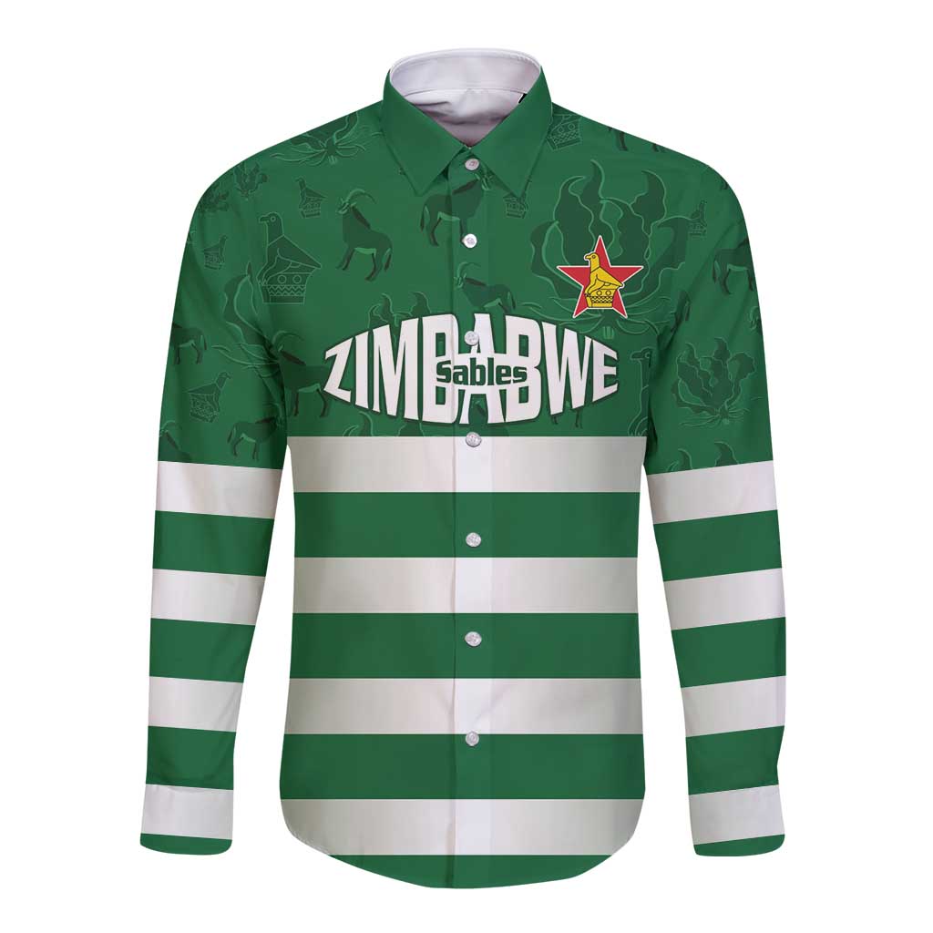 Rugby Zimbabwe Custom Long Sleeve Button Shirt Go Champions Sables - Wonder Print Shop