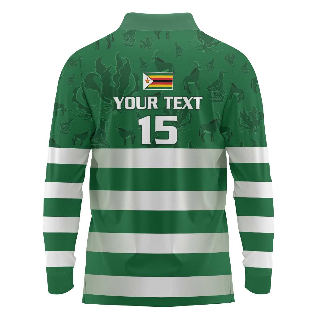 Rugby Zimbabwe Custom Long Sleeve Polo Shirt Go Champions Sables - Wonder Print Shop
