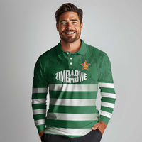 Rugby Zimbabwe Custom Long Sleeve Polo Shirt Go Champions Sables - Wonder Print Shop