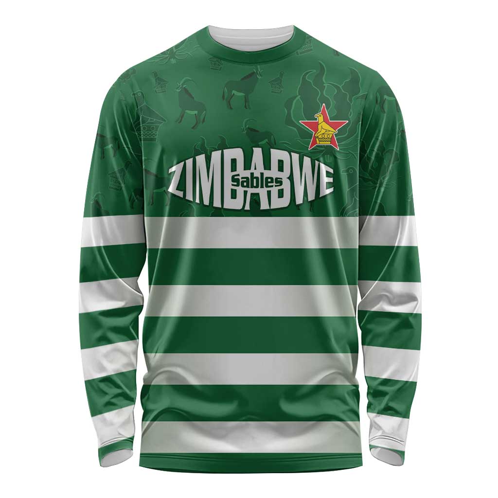 Rugby Zimbabwe Custom Long Sleeve Shirt Go Champions Sables - Wonder Print Shop