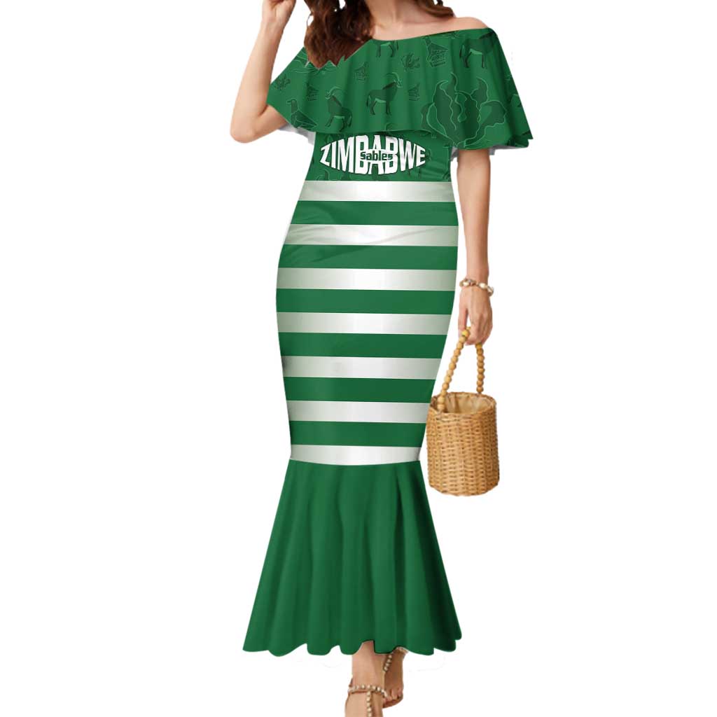Rugby Zimbabwe Custom Mermaid Dress Go Champions Sables - Wonder Print Shop