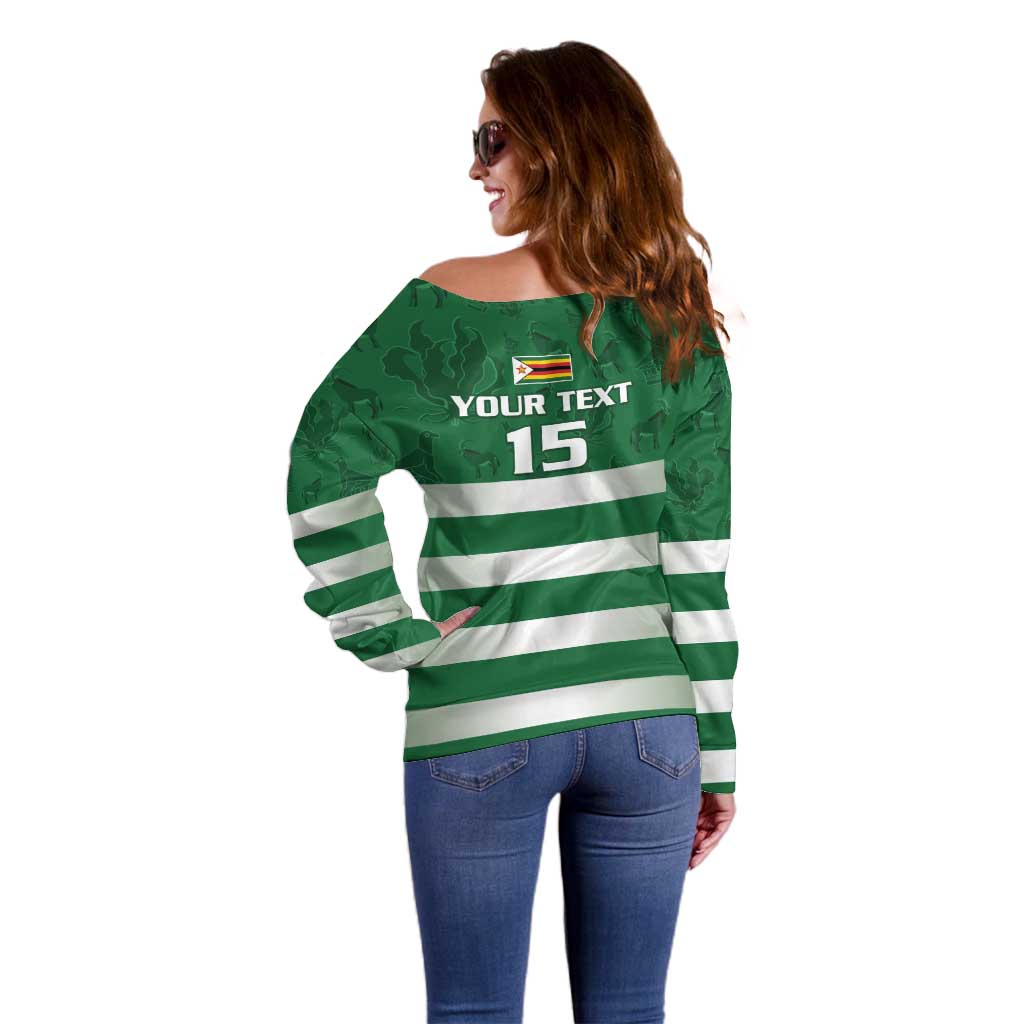 Rugby Zimbabwe Custom Off Shoulder Sweater Go Champions Sables - Wonder Print Shop