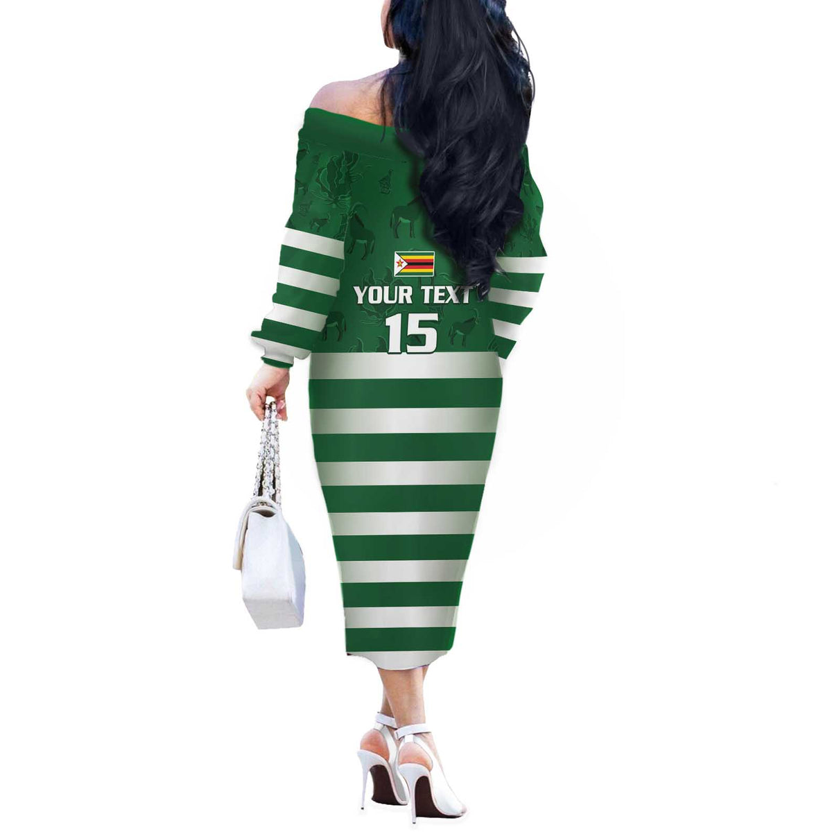 Rugby Zimbabwe Custom Off The Shoulder Long Sleeve Dress Go Champions Sables - Wonder Print Shop