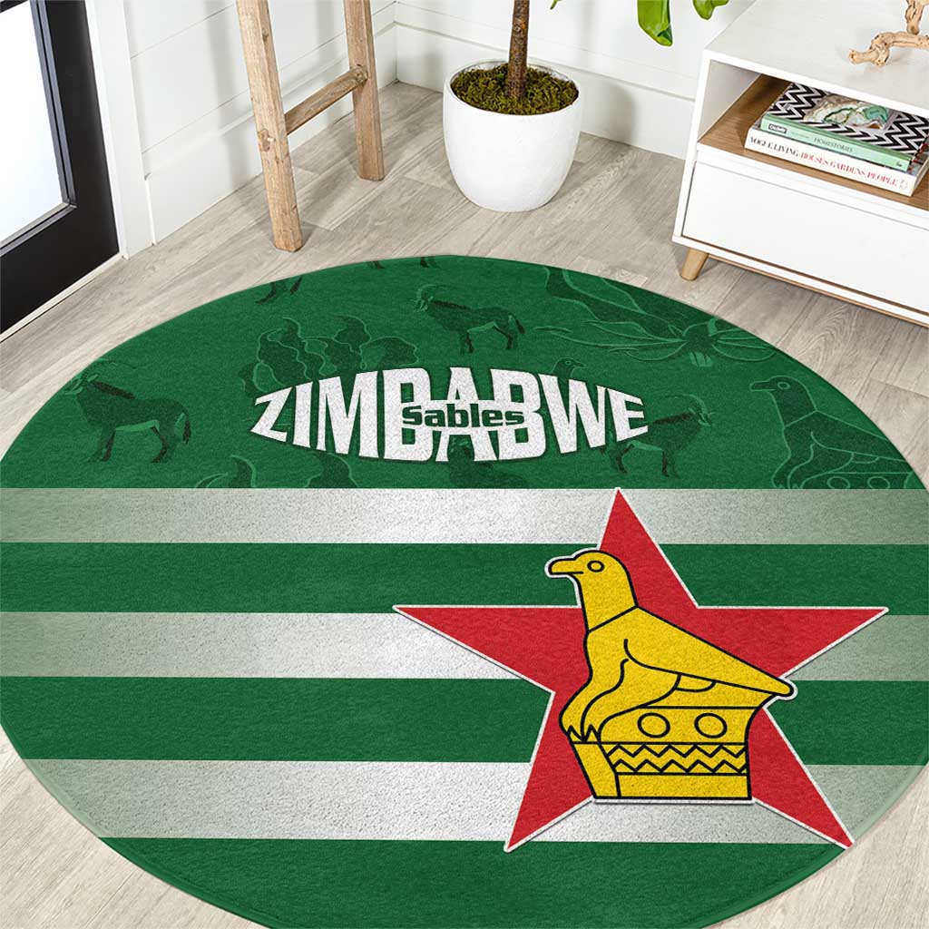 Rugby Zimbabwe Round Carpet Go Champions Sables - Wonder Print Shop