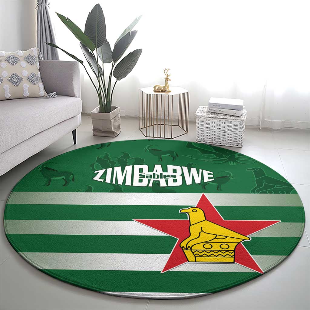 Rugby Zimbabwe Round Carpet Go Champions Sables - Wonder Print Shop