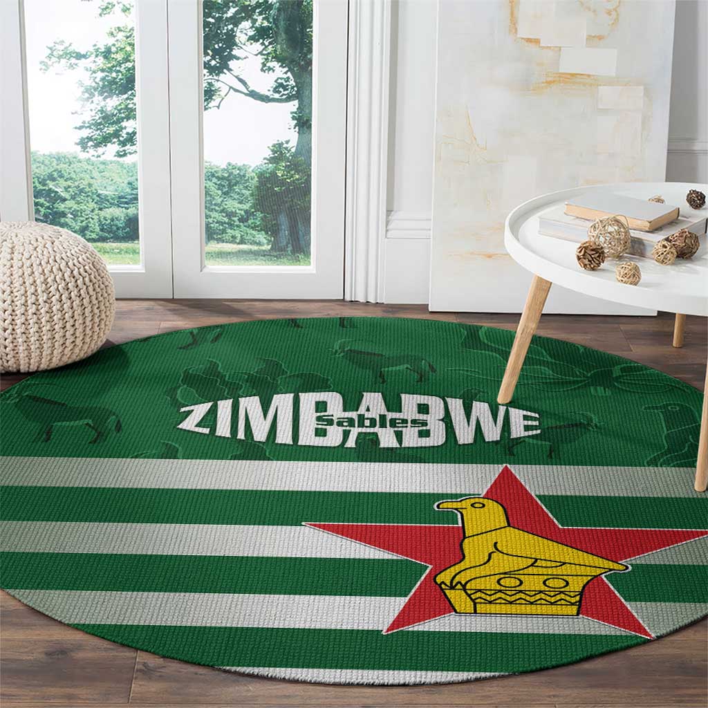 Rugby Zimbabwe Round Carpet Go Champions Sables - Wonder Print Shop