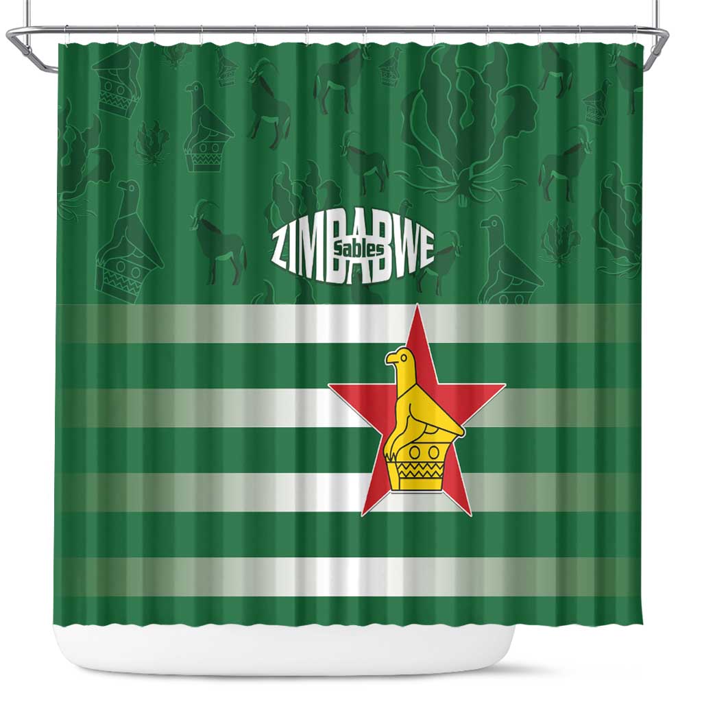 Rugby Zimbabwe Shower Curtain Go Champions Sables - Wonder Print Shop