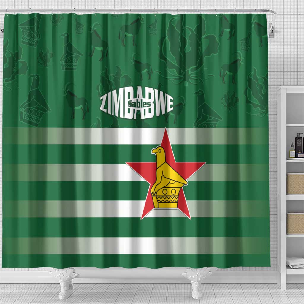 Rugby Zimbabwe Shower Curtain Go Champions Sables - Wonder Print Shop