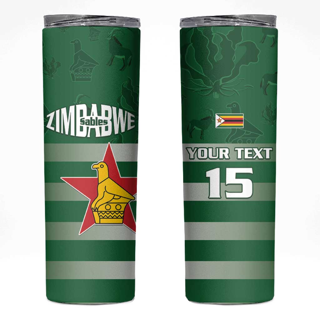 Rugby Zimbabwe Custom Skinny Tumbler Go Champions Sables - Wonder Print Shop