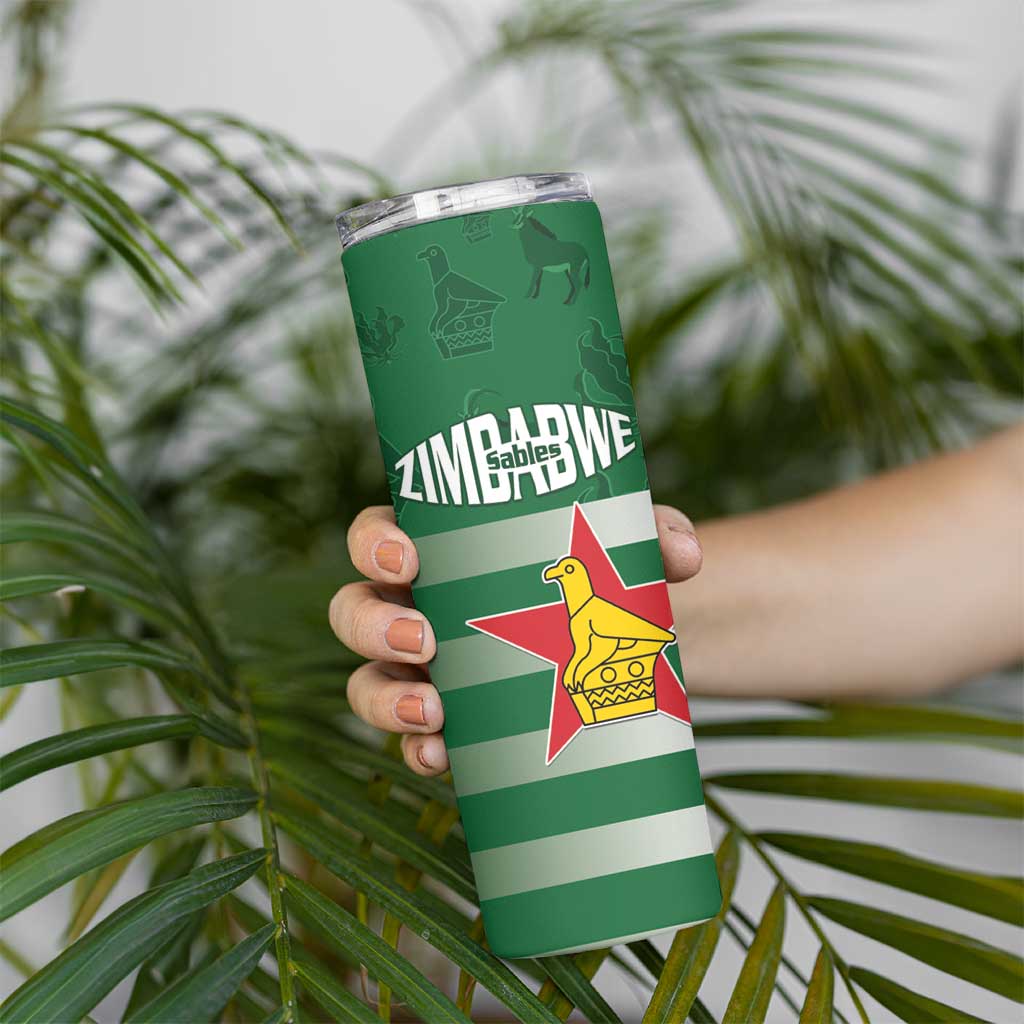 Rugby Zimbabwe Custom Skinny Tumbler Go Champions Sables - Wonder Print Shop
