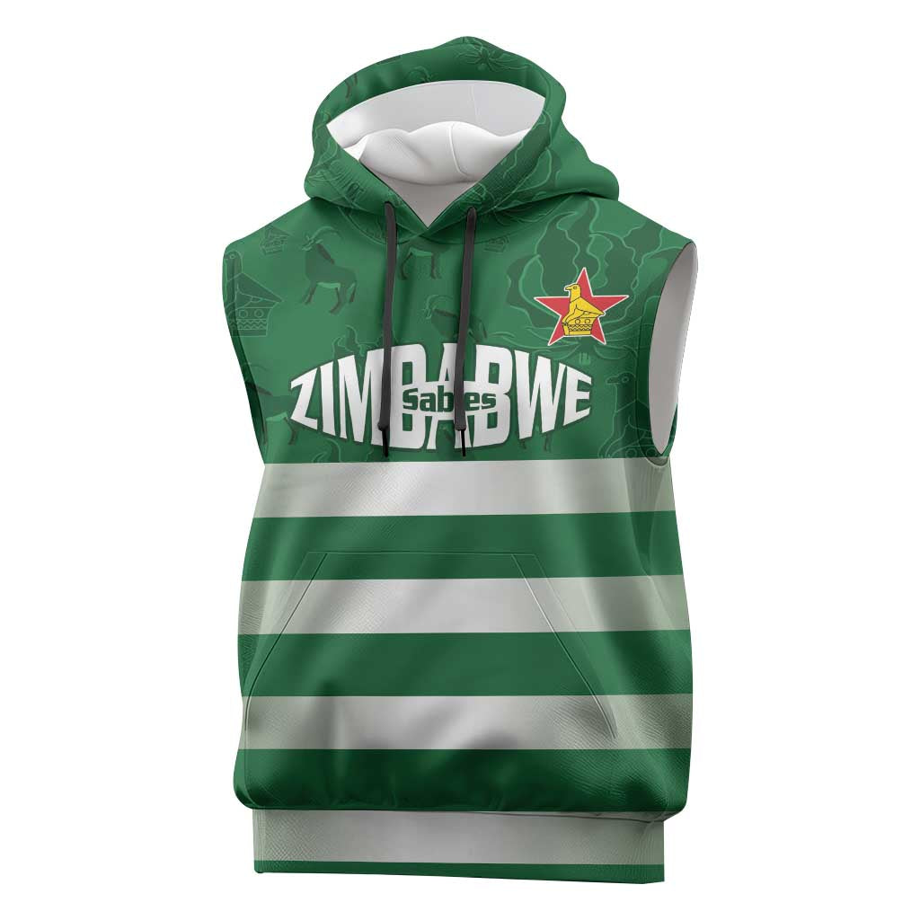 Rugby Zimbabwe Custom Sleeveless Hoodie Go Champions Sables - Wonder Print Shop