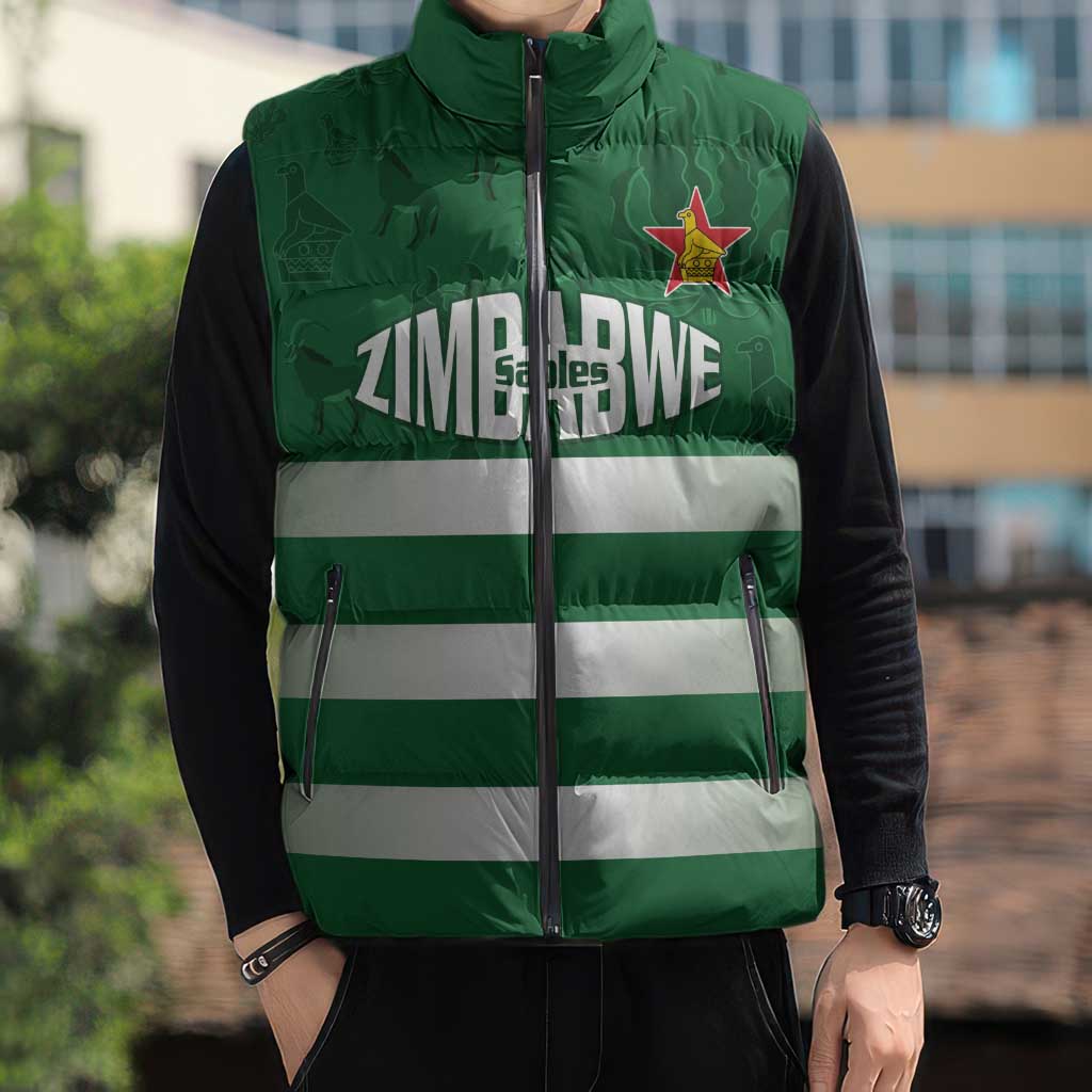 Rugby Zimbabwe Custom Sleeveless Puffer Jacket Go Champions Sables - Wonder Print Shop