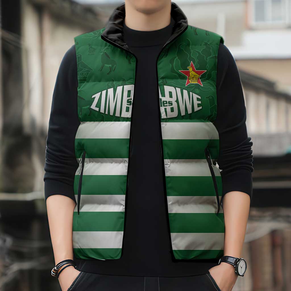 Rugby Zimbabwe Custom Sleeveless Puffer Jacket Go Champions Sables - Wonder Print Shop
