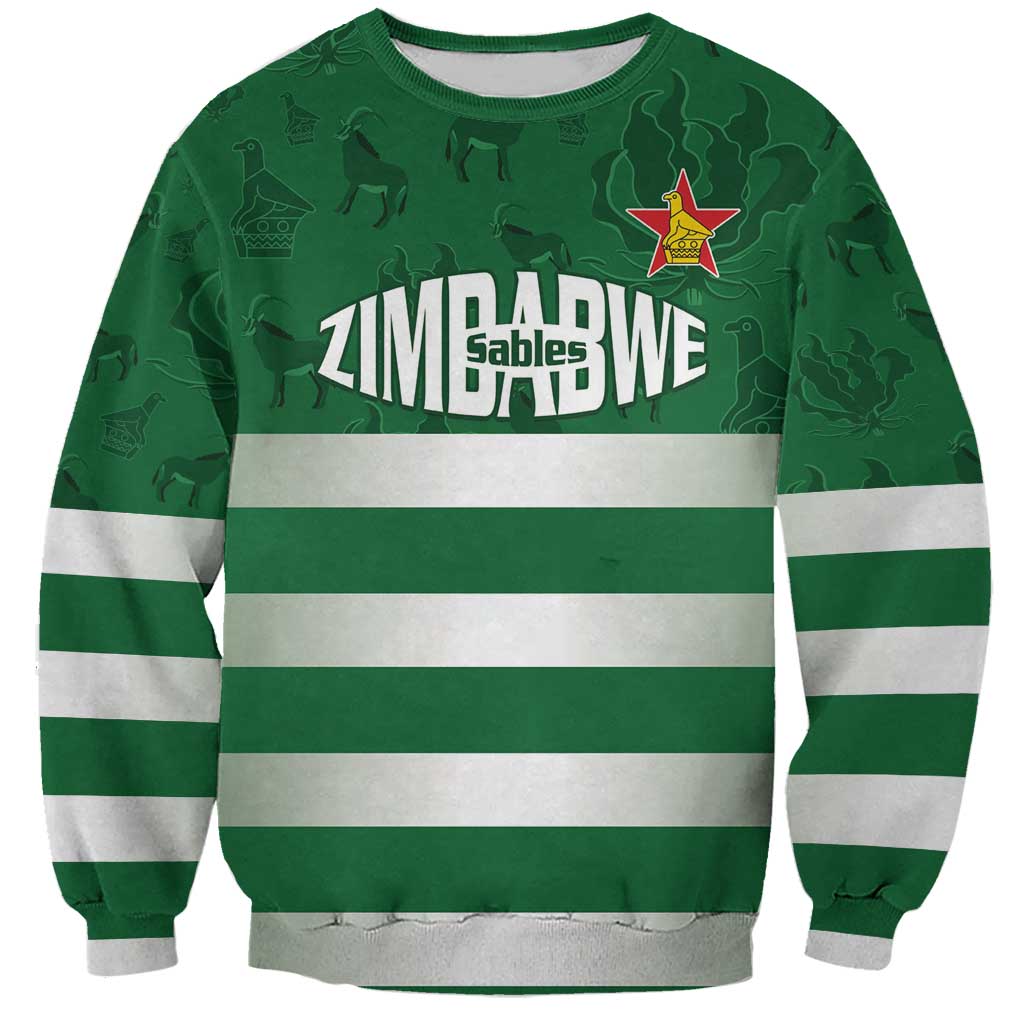Rugby Zimbabwe Custom Sweatshirt Go Champions Sables - Wonder Print Shop