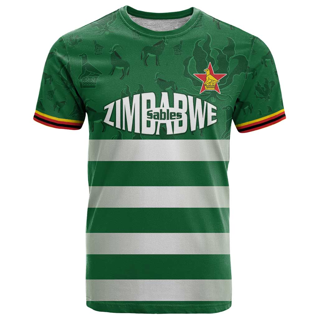Rugby Zimbabwe Custom T Shirt Go Champions Sables - Wonder Print Shop