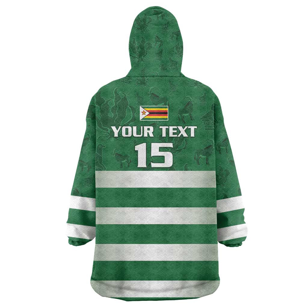 Rugby Zimbabwe Custom Wearable Blanket Hoodie Go Champions Sables - Wonder Print Shop