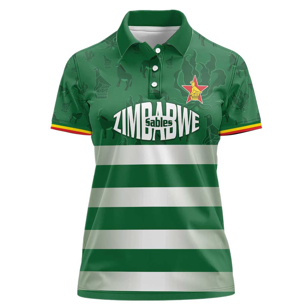 Rugby Zimbabwe Custom Women Polo Shirt Go Champions Sables - Wonder Print Shop