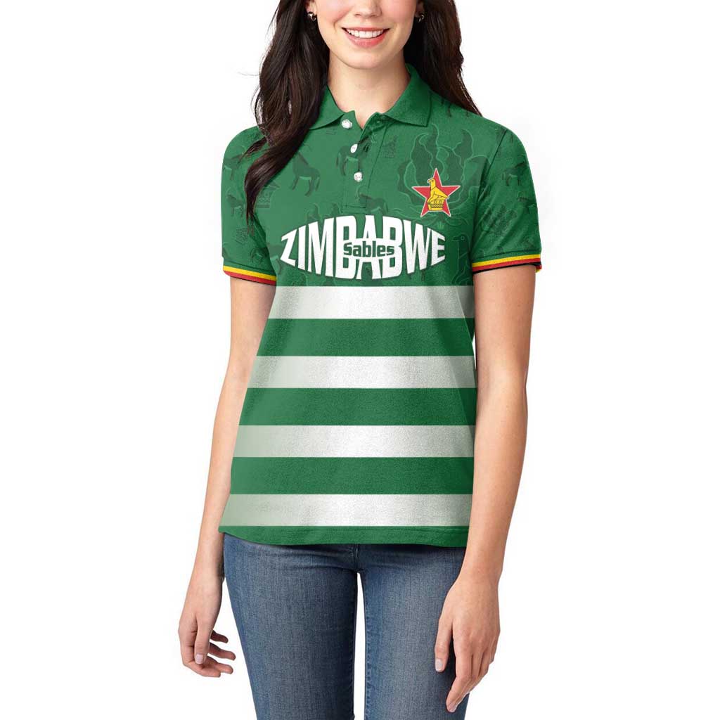Rugby Zimbabwe Custom Women Polo Shirt Go Champions Sables - Wonder Print Shop