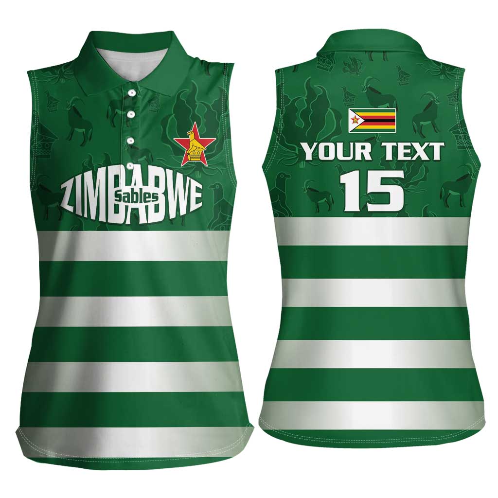 Rugby Zimbabwe Custom Women Sleeveless Polo Shirt Go Champions Sables - Wonder Print Shop