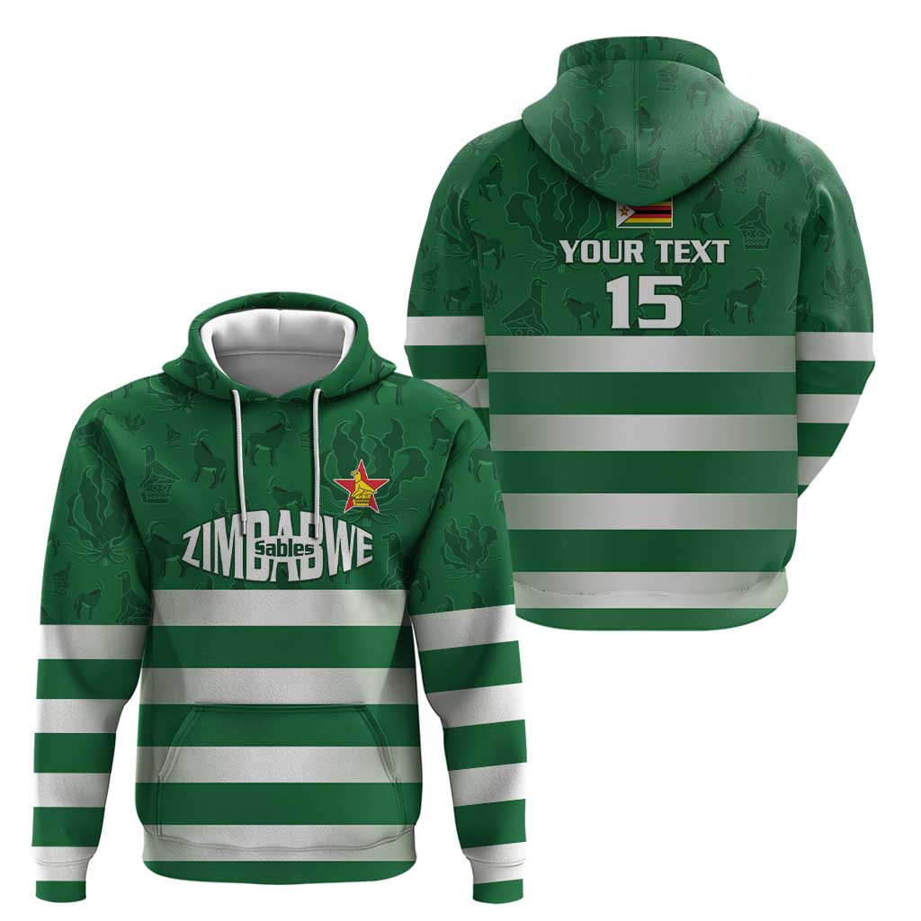Rugby Zimbabwe Custom Zip Hoodie Go Champions Sables - Wonder Print Shop