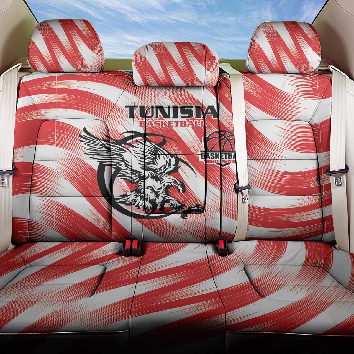 Tunisia Basketball Back Car Seat Cover Go Eagles of Carthage - Wonder Print Shop