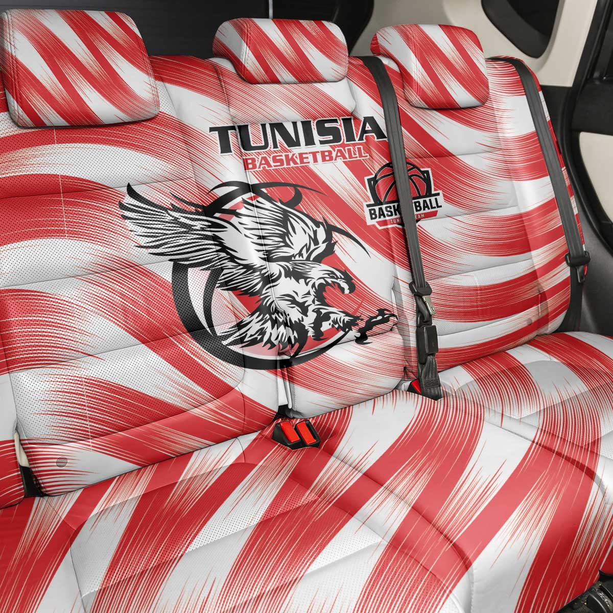 Tunisia Basketball Back Car Seat Cover Go Eagles of Carthage - Wonder Print Shop