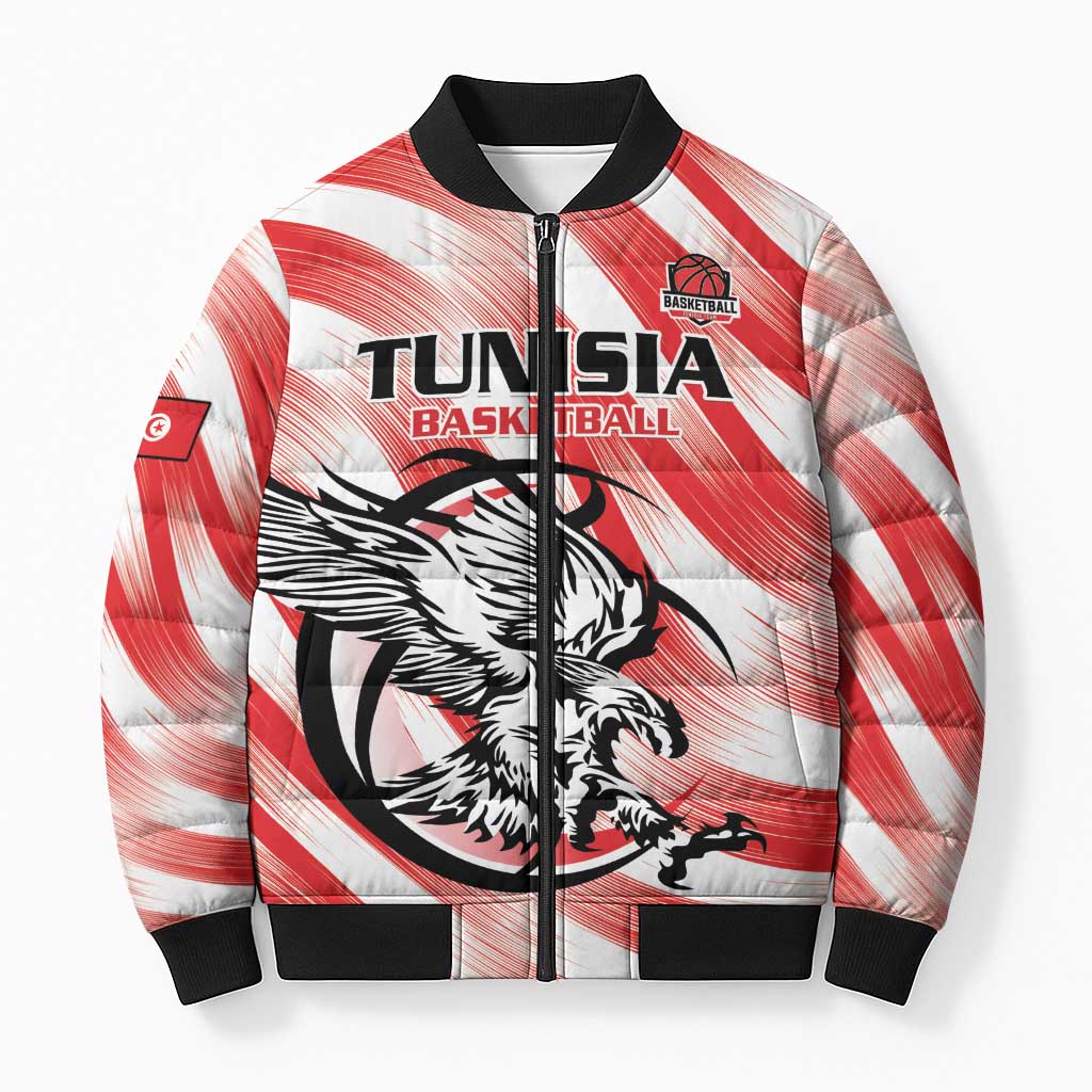 Custom Tunisia Basketball Bomber Puffer Jacket Go Eagles of Carthage - Wonder Print Shop